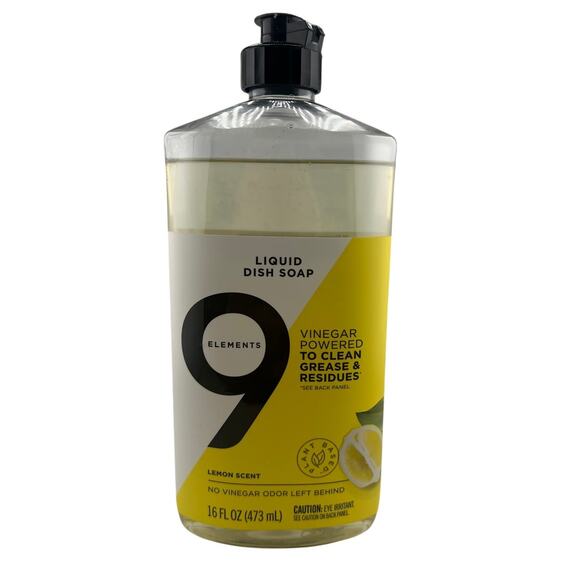 9 Elements Liquid Dish Soap, Lemon Scent, 16 Ounces - Picture 1 of 3